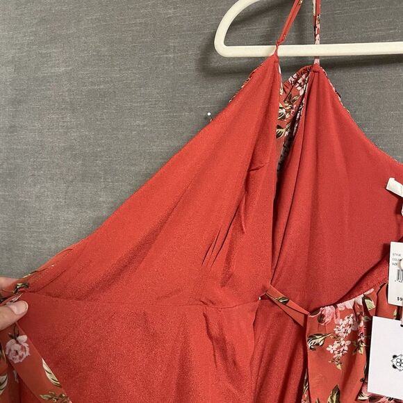 WAYF Dress Medium Nanette Floral True Wrap Cold Shoulder Beach Hawaii Cruise - Picture 6 of 13